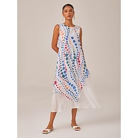 Colorful Polka Dot Flowy Chiffon Layered Maxi Dress