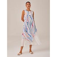 Colorful Polka Dot Flowy Chiffon Layered Maxi Dress