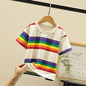 Kids Boys' T shirt Tee Short Sleeve Striped White Children Tops Summer Basic Daily Wear Regular Fit 3-13 Years Lightinthebox