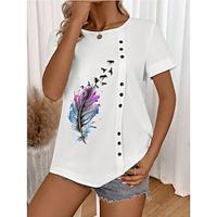 Women's Tunic White Short Sleeve Crew Neck Summer Lightinthebox