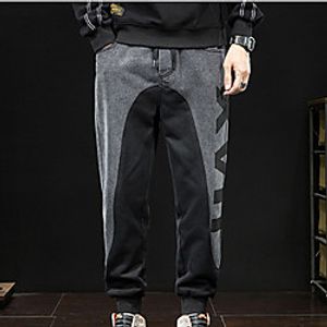 Men's Fashion Streetwear Jogger Tactical Cargo Trousers Elastic Drawstring Design Warm Pants Casual Daily Color Block Letter Breathable Soft Mid Waist Black L XL XXL 3XL 4XL Lightinthebox