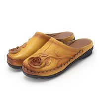 SOCOFY Retro Flat Leather Slippers