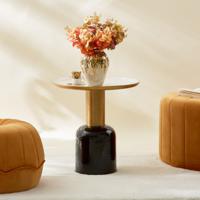 Enamel Top Accent Table - 51x51x42 cms