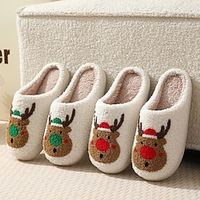 Snowman Santa Claus Slippers Men's Women's Christmas Christmas Christmas Eve Adults' Party Christmas Polyester Shoes Lightinthebox - thumbnail