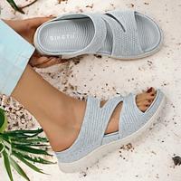 Women's Sandals Plus Size Flyknit Shoes Sports Sandals Outdoor Daily Beach Wedge Round Toe Classic Casual Comfort Walking Knit Tissage Volant Black Beige Gray Lightinthebox