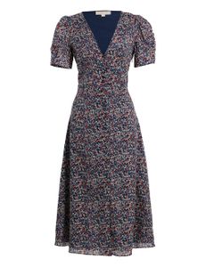 Floral Print Midi Dress - Blue
