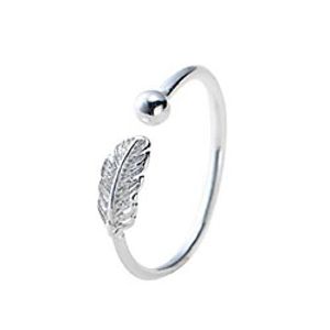 adjustable open rings oxidized leaf fashion feather ring new 925 sterling silver band rings christmas gift for girls women Lightinthebox