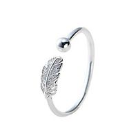 adjustable open rings oxidized leaf fashion feather ring new 925 sterling silver band rings christmas gift for girls women Lightinthebox - thumbnail