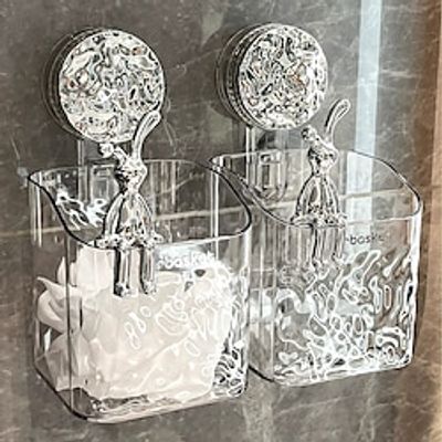 Glacier Pattern Suction Cup Waste Face Cloth Storage Box Wall-Mounted Washbasin Shelf Face Cloth Storage Rack Bathroom Hanging Basket Lightinthebox