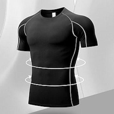 Men's Gym Shirt Compression Shirt Fitness Shirt Men Tops Zip Polo Crew Neck Short Sleeve Sports  Outdoor Vacation Going out Casual Daily Quick dry Sweat wicking Breathable High Elasticity Plain Wine Lightinthebox