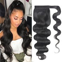Brazilian Virgin Body Wave Human Hair Ponytail Magic Tie Long Body Wave Ponytail 100% Remy Human Hair Ponytails Extension for Black Women Natural Color miniinthebox - thumbnail