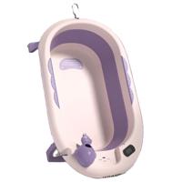 Eazy Kids Temperature Controlled Foldable Bathtub With Intelligent Temperature Monitoring Thermometer And Baby Head Shampoo Wash Rinse Mug -Purple EZ_FBTTH_PU