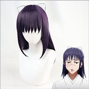 [hua cai] conjuration back to battle, um singer cos wig, dark purple half-tie mid-length hair miniinthebox