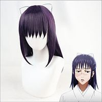 [hua cai] conjuration back to battle, um singer cos wig, dark purple half-tie mid-length hair miniinthebox - thumbnail