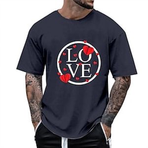 Heart LOVE Fashion Outdoor Casual Men's 3D Print T shirt Tee Sports Outdoor Holiday Festival Valentine's Day T shirt Black White Navy Blue Short Sleeve Crew Neck Shirt Spring  Summer Clothing Apparel Lightinthebox
