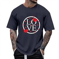 Heart LOVE Fashion Outdoor Casual Men's 3D Print T shirt Tee Sports Outdoor Holiday Festival Valentine's Day T shirt Black White Navy Blue Short Sleeve Crew Neck Shirt Spring  Summer Clothing Apparel Lightinthebox - thumbnail