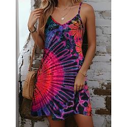 Women's Casual Dress Summer Dress Ombre Tie Dye Print Strap Mini Dress Tropical Sleeveless Summer Lightinthebox