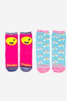 Kids Girls 2 Pack Crew Socks  Neon Pink/Blue - thumbnail