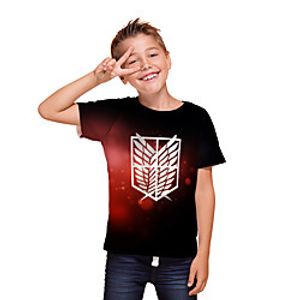 Kids Boys' T shirt Tee Blouse Short Sleeve Anime Cartoon 3D Print Print Black Children Tops Summer Spring  Summer Streetwear Casual  Daily Festival Children's Day Tailored Fit Loose Lightinthebox