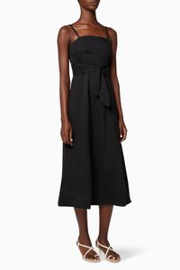 Tie Linen Midi Dress