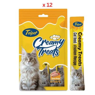 Taipet Cat Creamy Treats Chicken Flavor 15gx5pcs Pack Of 12