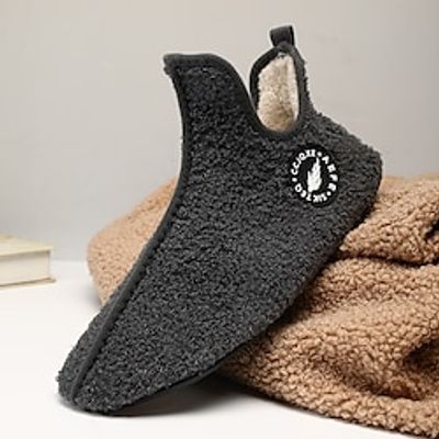 Men's Slippers  Flip-Flops Fleece Slippers Winter Shoes Fleece lined Classic Casual Home Plush Warm Comfortable Slip Resistant Slip-on Black Red Brown Fall Winter miniinthebox