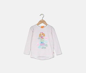 Toddler Girls Long Sleeve Stripe Graphic Top  White/Pink