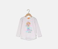 Toddler Girls Long Sleeve Stripe Graphic Top  White/Pink - thumbnail