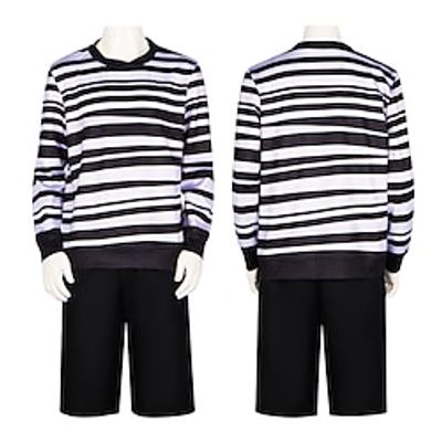 Wednesday Addams Addams family Pugsley Pants T-shirt Men's Movie Cosplay Cosplay Costume Black / White Shirt Pants Halloween Carnival Children's Day Polyester miniinthebox