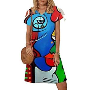 aliexpress amazon 2021 european and american wish new printed v-neck dress Lightinthebox