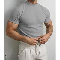 Men's T shirt Tee Ribbed Knit tee Tee Top Plain Pit Strip Crew Neck Street Vacation Short Sleeves Clothing Apparel Fashion Designer Basic Lightinthebox