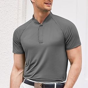 Men's Golf Shirt Sport Polo Casual Sports Stand Collar Short Sleeve Fashion Muscle Solid Color Plain Button Summer Regular Fit Iron Gray Black Red Navy Blue Blue Green Golf Shirt Lightinthebox