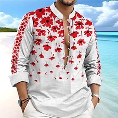 Floral Casual Men's Printed Shirts Daily Wear Going out Weekend Spring Standing Collar Long Sleeve Red, Blue, Sky Blue S, M, L Polyester Shirt Lightinthebox Floral Casual Men's Printed Shirts Daily Wear Going out Weekend Spring Standing Collar Long Sleeve Red, Blue, Sky Blue S, M, L Polyester Shirt Lightinthebox