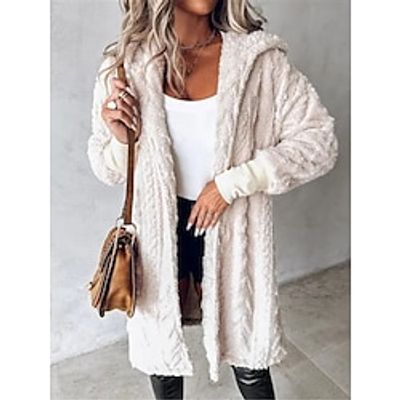 Women's Winter Coat Fleece Jacket Sherpa Jacket Thermal Warm Fuzzy Teddy Coat Open Front Hooded Long Coat Fall Beige S M L XL 2XL Lightinthebox Women's Winter Coat Fleece Jacket Sherpa Jacket Thermal Warm Fuzzy Teddy Coat Open Front Hooded Long Coat Fall Beige S M L XL 2XL Lightinthebox