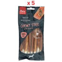 Pets Unlimited Chewy Stick With Salmon Small Dog Treats 8pcs Pack Of 5