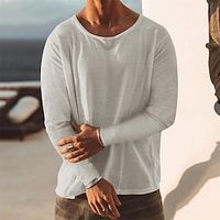 Men's T shirt Tee Tee Tee Top Long Sleeve Shirt Plain Crew Neck Street Vacation Long Sleeve Clothing Apparel Fashion Designer Basic Lightinthebox