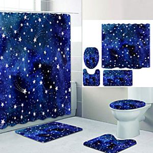 Simple series 23 Digital Printing Four-piece Set Shower Curtains and Hooks Modern Polyester Machine Made Waterproof Bathroom Lightinthebox