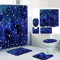 Simple series 23 Digital Printing Four-piece Set Shower Curtains and Hooks Modern Polyester Machine Made Waterproof Bathroom Lightinthebox - thumbnail