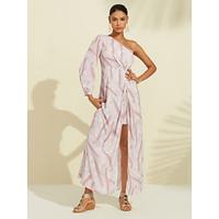 Contemporary Resort Maxi Dress Asymmetric Hem