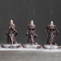 Skull Backflow Incense Burners, Waterfall Incense Holder with 20 Cones, Ceramic Gothic Smoke Fountain for Halloween Christmas Birthday Gifts Lightinthebox - thumbnail