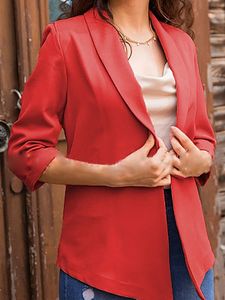 Temperament Fold Collar Solid Color Blazer