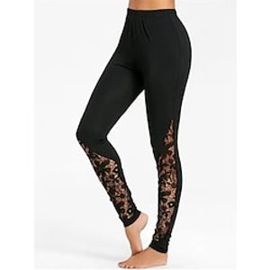 Women's Leggings Full Length Lace High Cut High Waist Streetwear Casual Daily Wear Vacation Black S M Summer Spring Lightinthebox