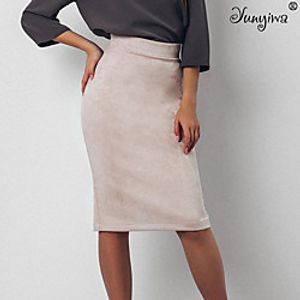 Women's Casual / Daily Basic Suede Bodycon Skirts Solid Colored Split Black Blue Red / Loose miniinthebox