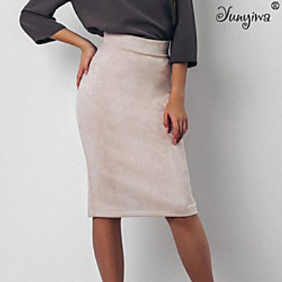 Women's Casual / Daily Basic Suede Bodycon Skirts Solid Colored Split Black Blue Red / Loose miniinthebox