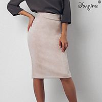 Women's Casual / Daily Basic Suede Bodycon Skirts Solid Colored Split Black Blue Red / Loose miniinthebox - thumbnail