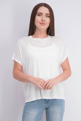 Womens Short Sleeves Loose-Fit Tee Off White Womens Short Sleeves Loose-Fit Tee Off White