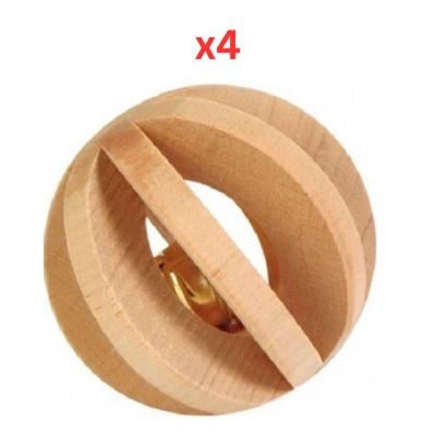 Trixie Slat Ball With Bell For Small Pets - Brown 6cm (Pack Of 4)