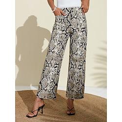 Office Wide Leg Cropped Pants Lightinthebox