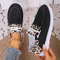 Women's Slip-Ons Plus Size Slip-on Sneakers Outdoor Daily Flat Heel Round Toe Casual Comfort Cloth Lace-up Black Lightinthebox