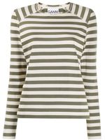 GANNI striped T-shirt - NEUTRALS